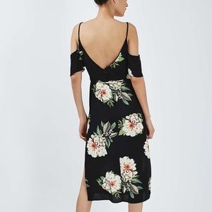 Topshop Floral Cold Shoulder Dress